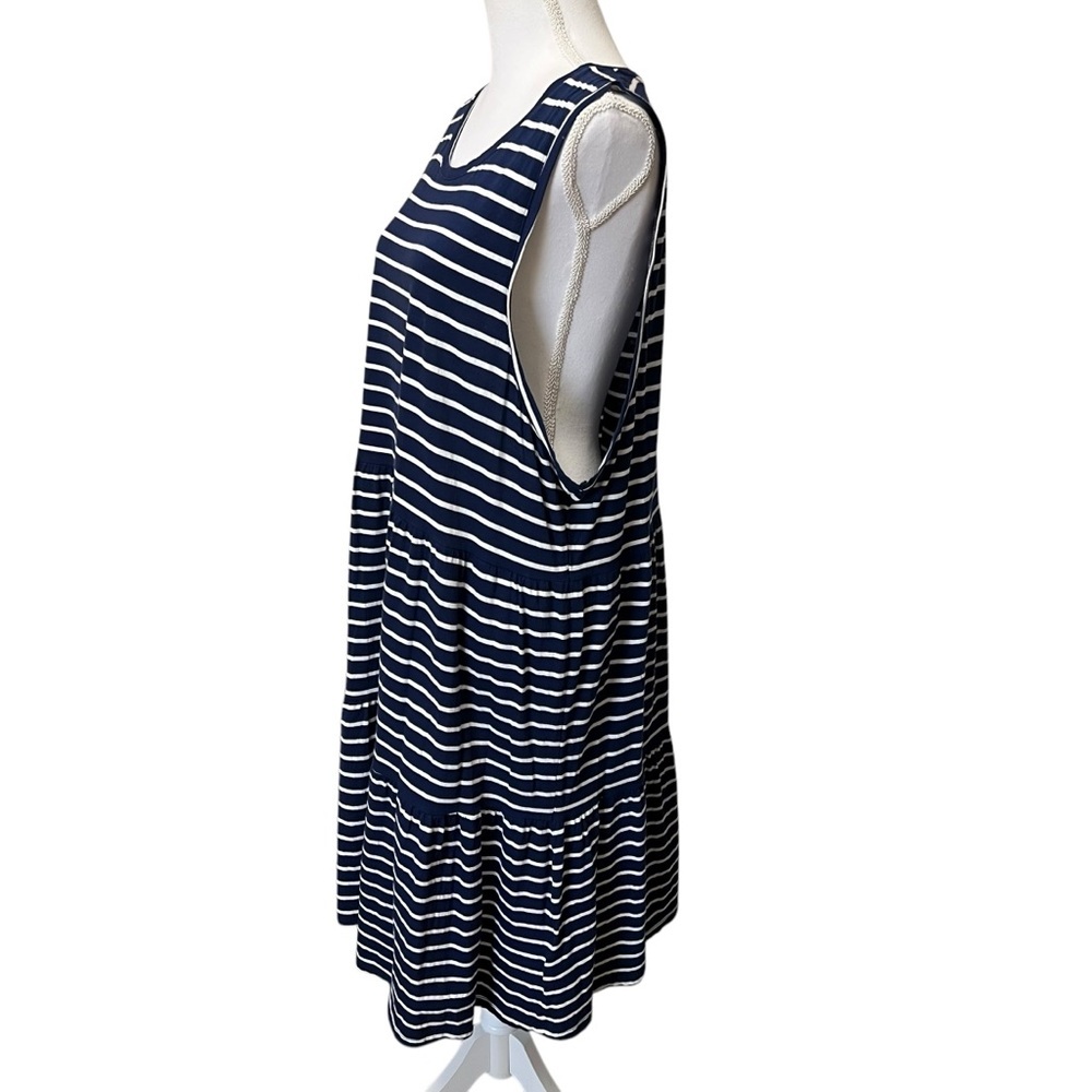 J Crew Factory Sleeveless Stripped Knit Tiered Mini Dress 100% Cotton Size 2X - Picture 2 of 12